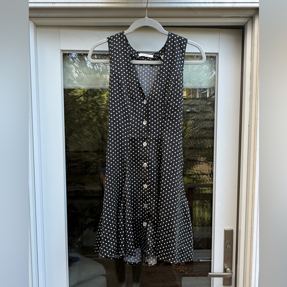 DÔEN Black and White Polka Dot mini dress